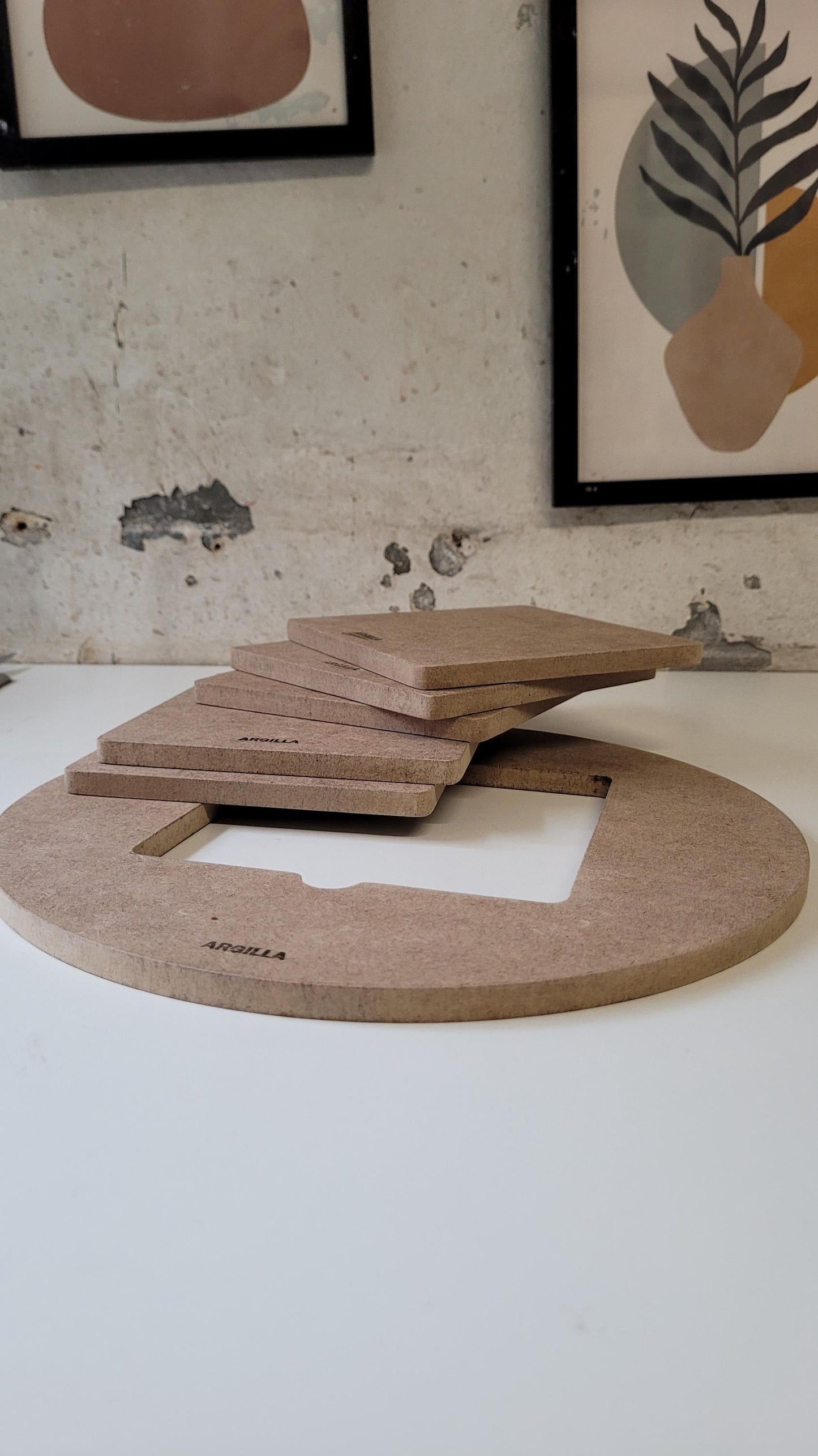 Système de rondeaux à inserts — 1 Rondeau ajouré (Ø 30cm) + 5 Inserts Carrés — MDF Hydrofuge