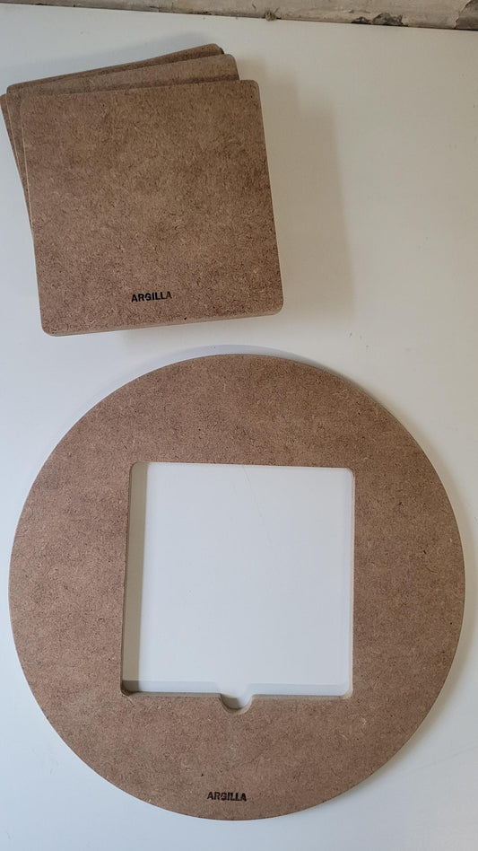 Système de rondeaux à inserts — 1 Rondeau ajouré (Ø 30cm) + 5 Inserts Carrés — MDF Hydrofuge