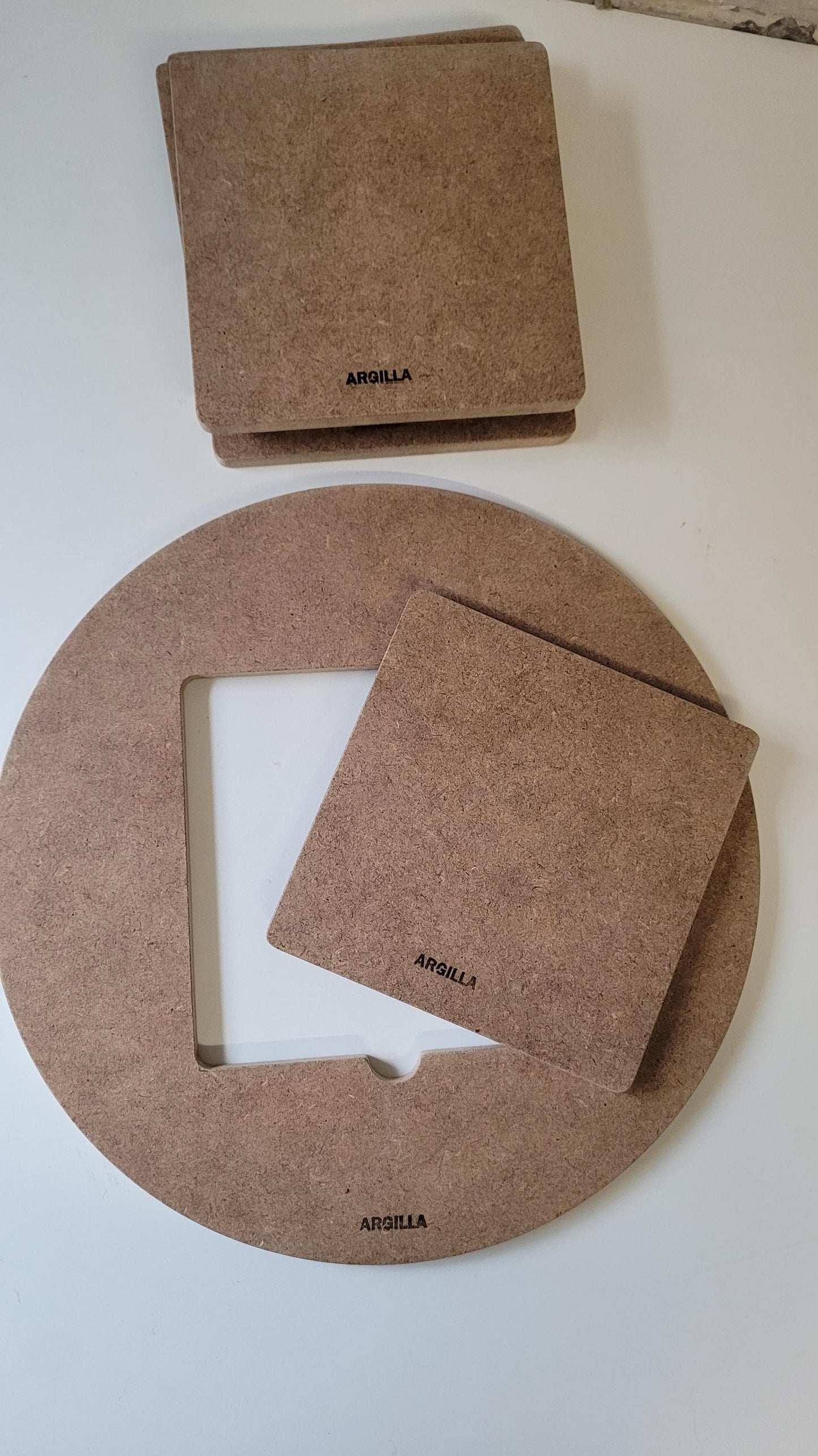 Système de rondeaux à inserts — 1 Rondeau ajouré (Ø 30cm) + 5 Inserts Carrés — MDF Hydrofuge